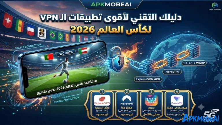 أفضل تطبيقات VPN لمشاهدة كأس العالم 2026 بدون تقطيع للأندرويد APK